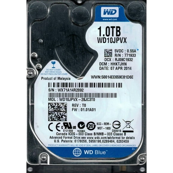 WD10JPVX-28JC3T0 DCM: HHKTJHN WX71A Western Digital 1TB