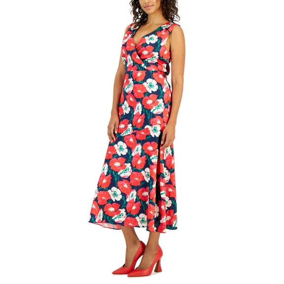 Sam Edelman Womens Floral Chiffon A-Line Coral Multi 2