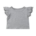 thumbnail image 1 of Summer Baby Girl Short Sleeve T-Shirt Cotton Ruffle  Neck Tops, 1 of 5