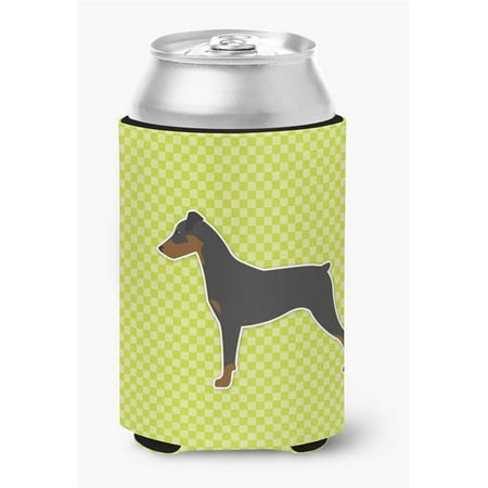 

German Pinscher Checkerboard Green Can or Bottle Hugger