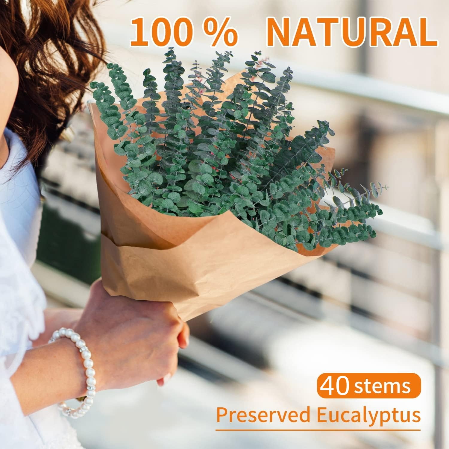 40 PCS Hanging Dried Eucalyptus Stems, 100% Natural Fresh Eucalyptus Leaves,17'' Dried Preserved Eucalyptus for Shower Leave Bundle, Arrangement, Wedding, Home Decor,Green