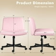 thumbnail image 2 of YSNW Criss Corss Chair with Wheels,Fabric Padded Armless Wide Office Desk Chairs,120° Rocking Swivel Mid Back Computer Task Vanity Chair for Home Office, Small Space(Pink), 2 of 10