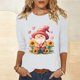 thumbnail image 1 of TaTaai Fashion Women's Day Printed Loose Casual Round Neck Three Quarter Sleeves 3/4 Sleeves T-shirt Pullover Top Gift, 1 of 5
