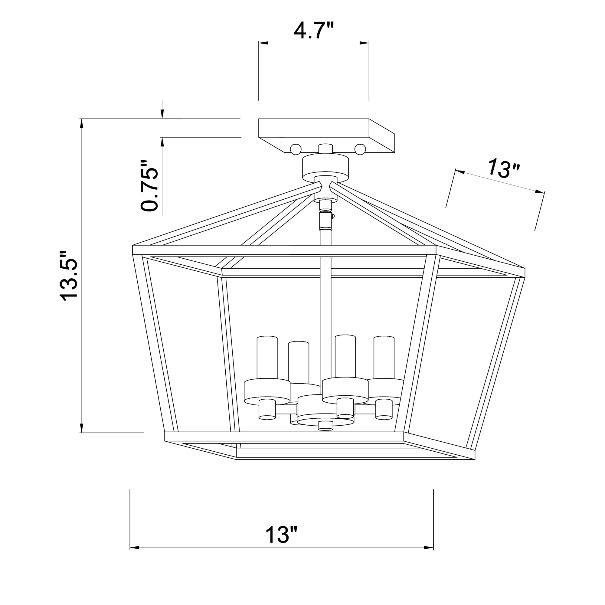 Warehouse of Tiffany Jimmi Matte Gold 4-Light Metal Open Cage Semi-Flush Mount