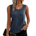 thumbnail image 6 of Women's Linen Sleeveless Tank Tops Summer Shirts Casual Blouses Dark Gray 3XL, 6 of 9