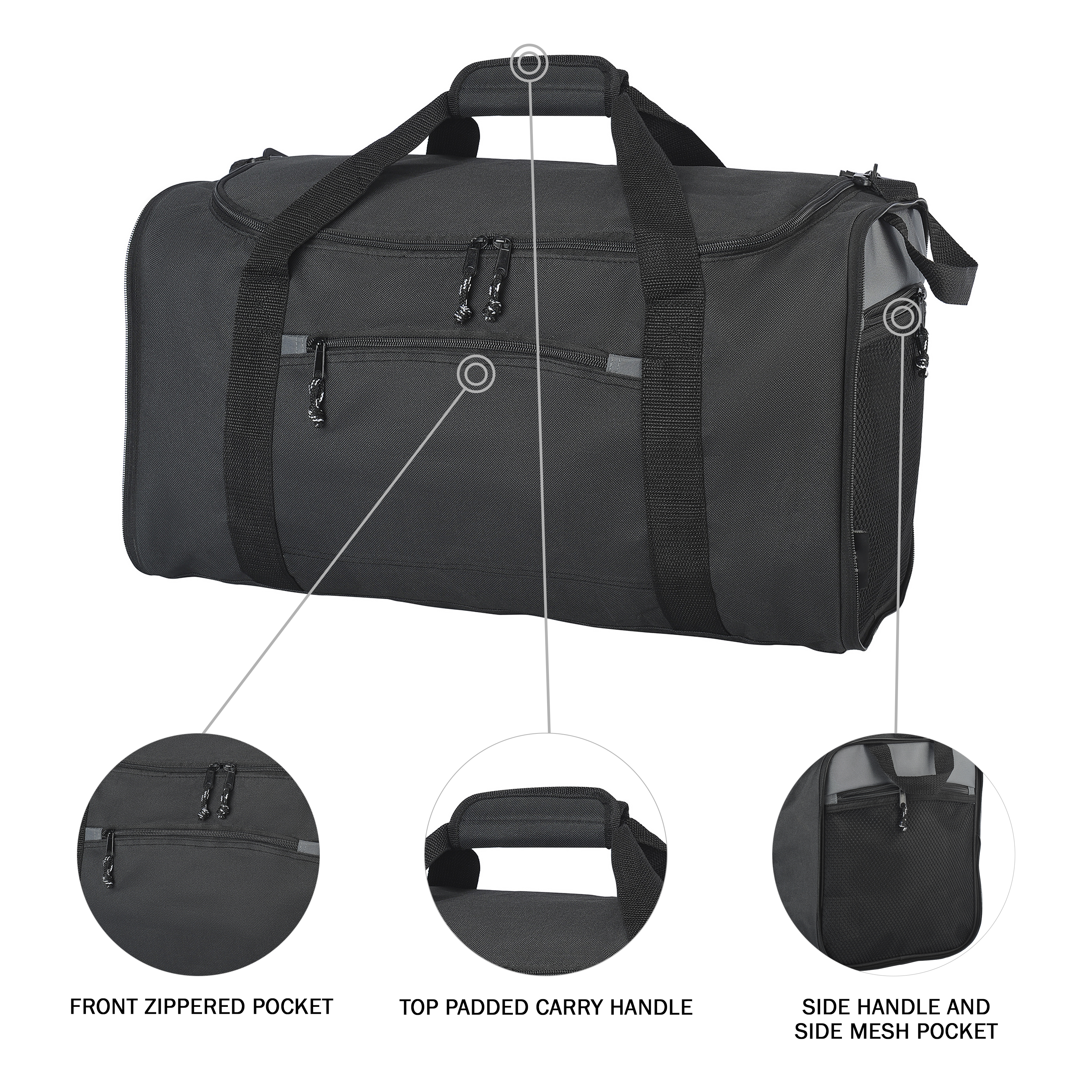 Protégé 20" Collapsible Sport and Travel Duffel Bag, Black - image 2 of 11