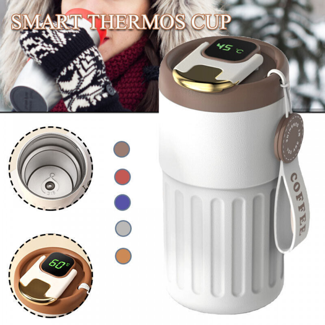 Taza de café con pantalla de temperatura 450ml regalo de Navidad cálido y frío C