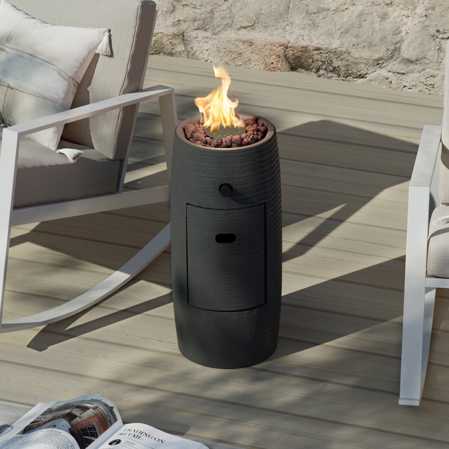 VENTOPYR 15,000 BTU 11-inch Round Outdoor Propane Fire Pit Table,Free Lava Rocks
