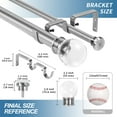 thumbnail image 3 of Urbanest Crystal Ball Flat Button 1" 5/8" Double Drapery Curtain Window Rod Set - 48" to 84", Brushed Steel, 3 of 6