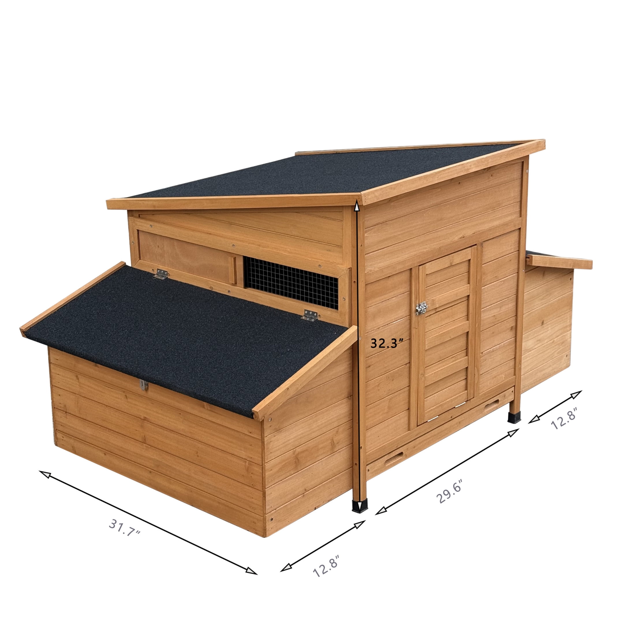 Noble House 55" Outdoor Chicken Coop, Compact Wooden Poultry House with Nesting Boxes and Integrated Ramp, Natural
