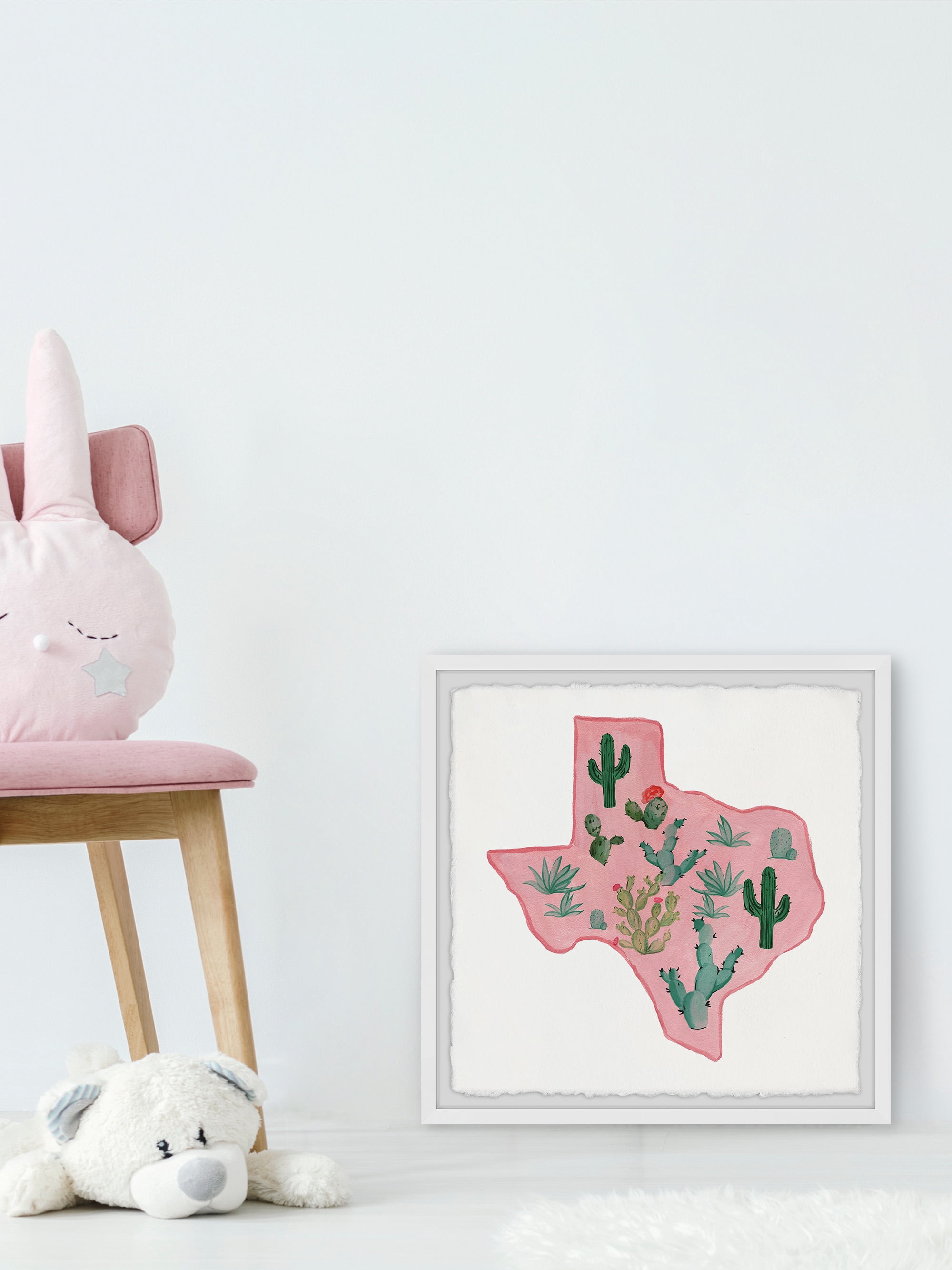Marmont Hill Pink Texas Framed Wall Art, 32" x 32"