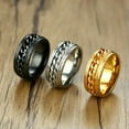 thumbnail image 5 of 8mm Cool Gold/Black/Silver Spinner Chain Bands for Men 316L Stainless Steel Ring, 5 of 9
