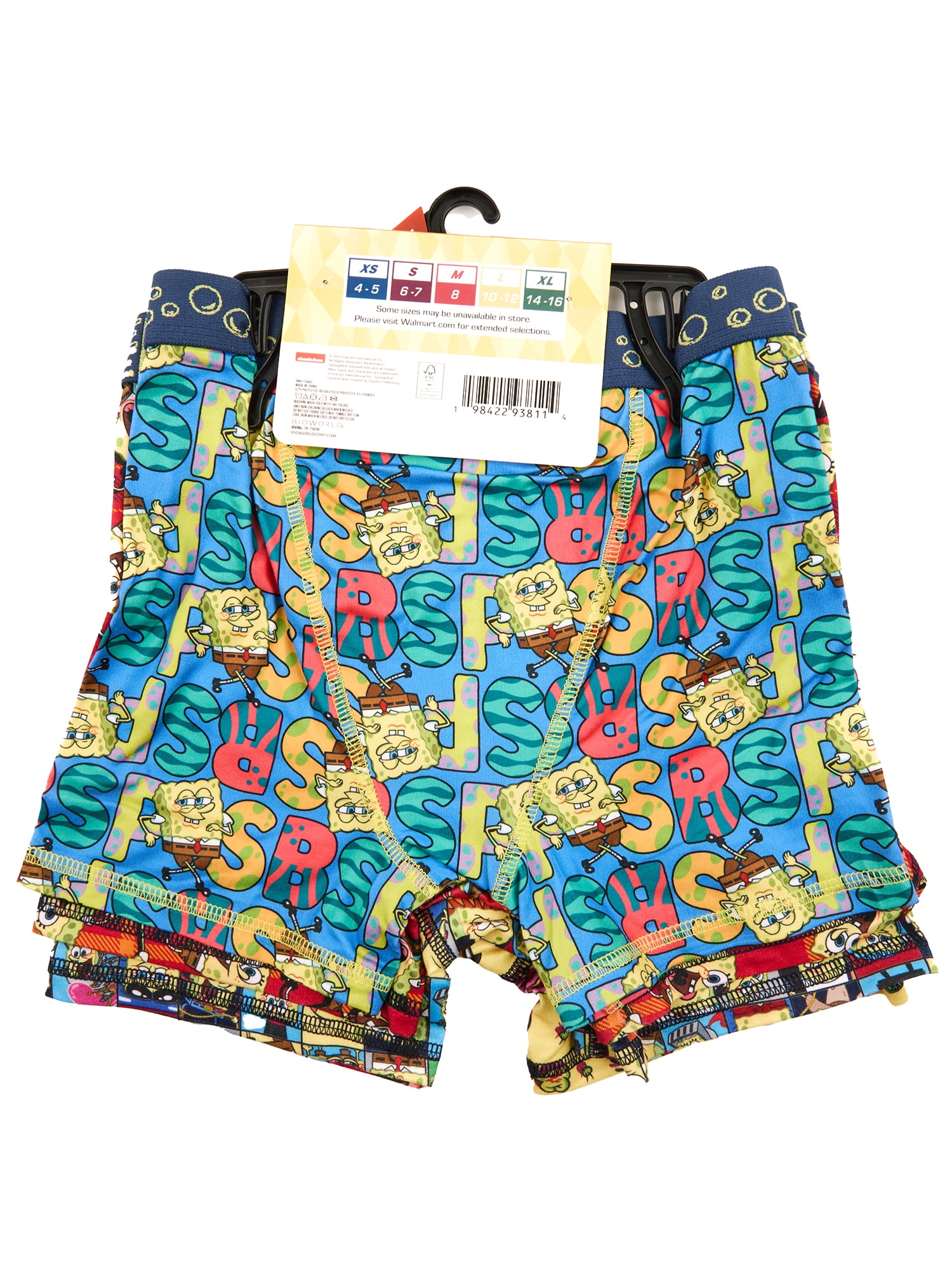 Spongebob Squarepants Boys Boxer Brief Underwear, 4-Pack, Sizes XS-XL
