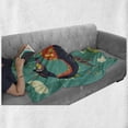 thumbnail image 6 of Cartoon Soft Flannel Fleece Throw Blanket, Fantasy Theme Little Boy Riding a Dragon with Heart Shaped Tail over the Hills, Cozy Plush for Indoor and Outdoor Use, 70" x 90", Multicolor, by Ambesonne, 6 of 6