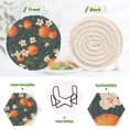 thumbnail image 4 of Yayeee 6 PCS Drink Coasters with Holder Set Woven Absorbent Round Tabletop Hot Pad, Blue Floral Oranges, 4 of 7