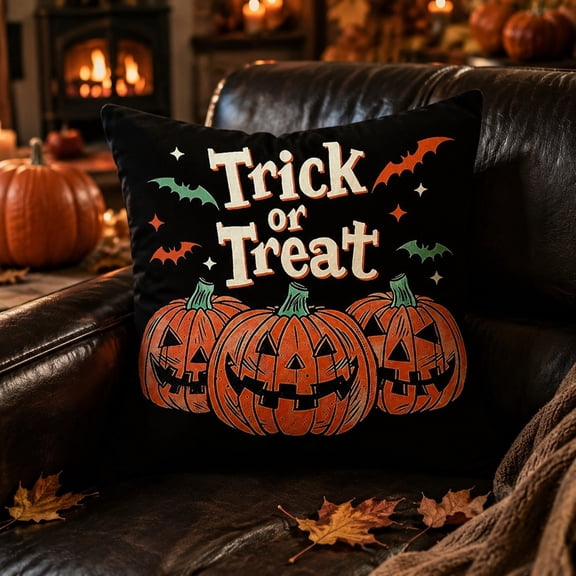 Halloween Throw Pillow Cover Festive Home Decor Cover for Sofas Chairs Beds 18x18 Linen Cushion Case by OVFUIZ