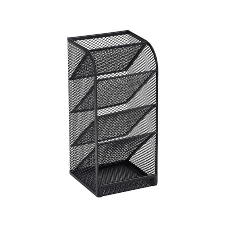 Mental Mesh Pen Holder Pencil Locker Holder with Slanted Slots for Storaging Office Art Supplies Black