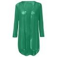 thumbnail image 5 of Ediodpoh Women's Solid Thin Transparent Mesh Cardigan for Women Three Quarter Sleeve Mid Length Shawl Coat Green XXL, 5 of 6