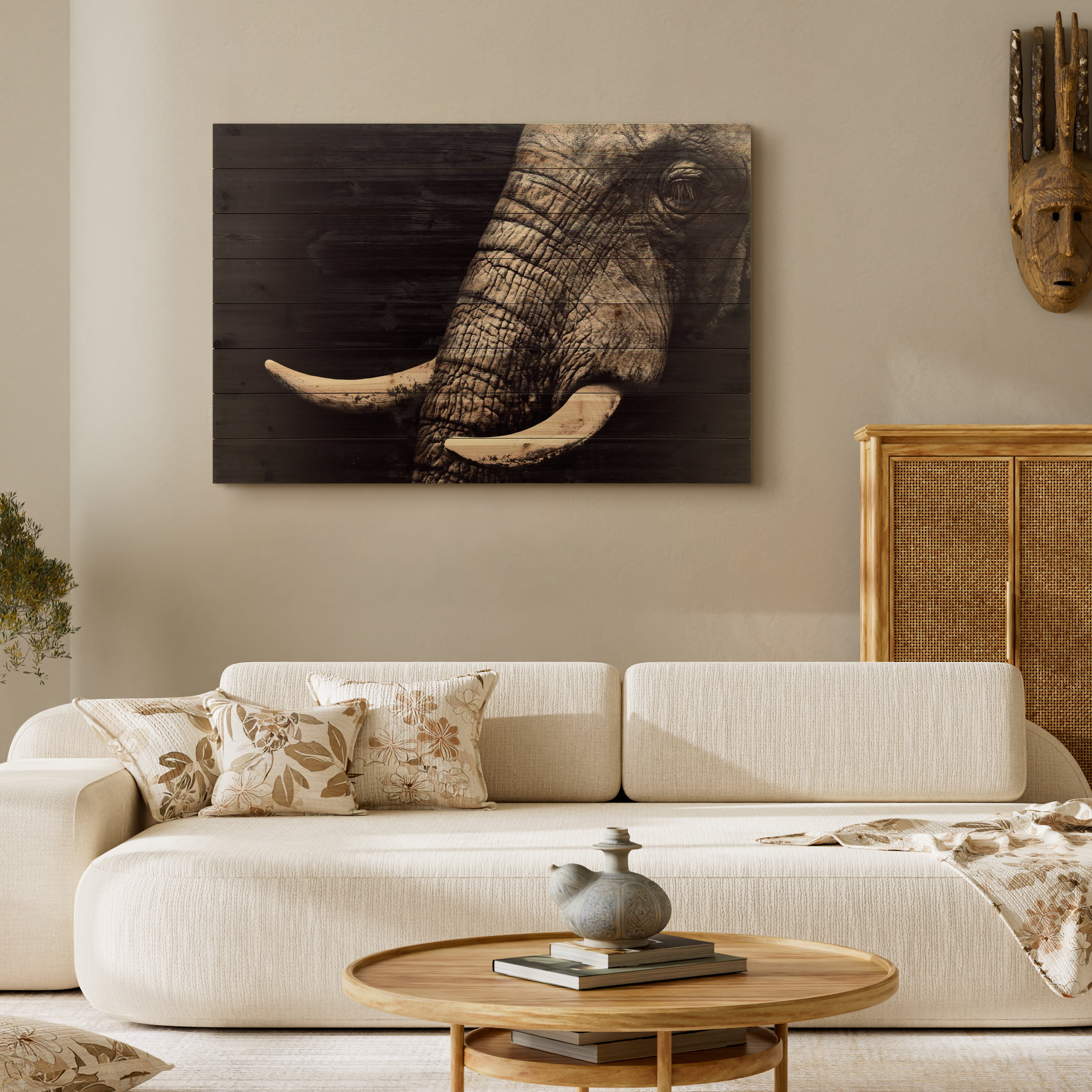 Empire Art Direct Elephant Print on Solid Wood Wall Art, 30" x 45", Ready to Hang