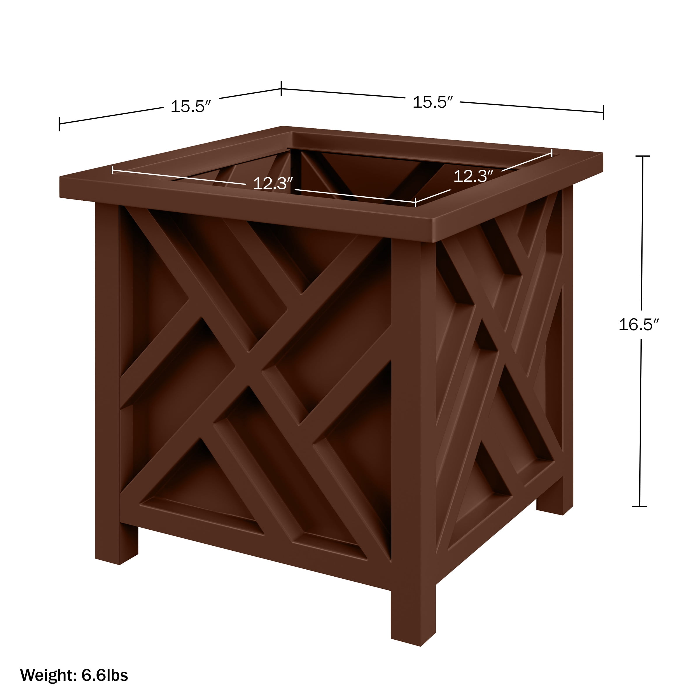 Pure Garden Outdoor Lattice Planter Box - 15.5-Inch Plant Pot