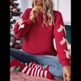 thumbnail image 4 of Blusa de Larga con Lazo Y2K para Mujer - Cuello Redondo Rojo con Lazo Navideño y de Año - Camisa Holgada Extragrande Rojo S, 4 of 10