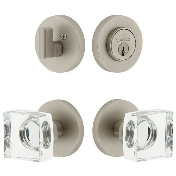 Viaggio Cloqdc_Combo_238 Circolo Solid Brass Single Cylinder Keyed Entry Door Knob Set And
