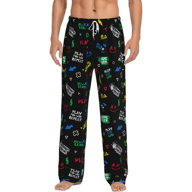 Kdxio Gamepads Pattern Men's Pajama Pants, Elastic Waist with Drawstring and Pockets, Comfortable Loungewear-Medium