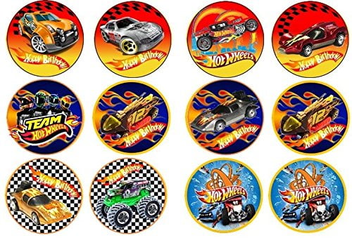 12 Hot Wheels Car Cupcake Rings Topper Kid Birthday Party Goody Bag Favor Supply