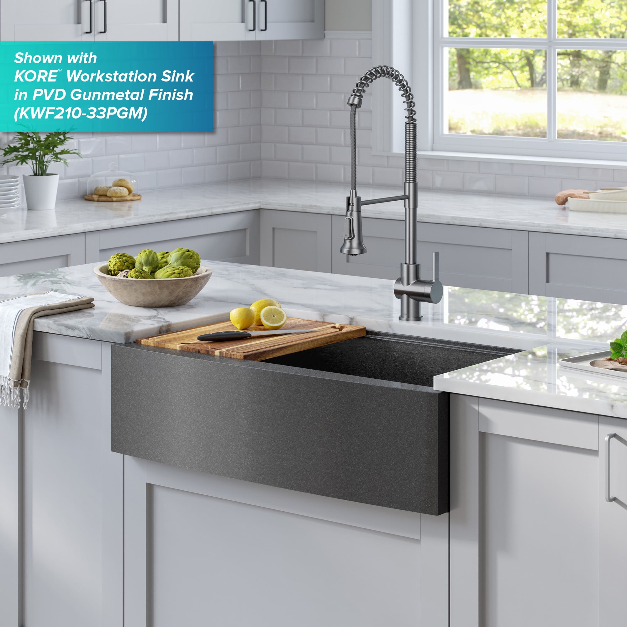 Kraus Britt Commercial Style Pull-Down Single Handle Kitchen Faucet in Spot Free Stainless Steel