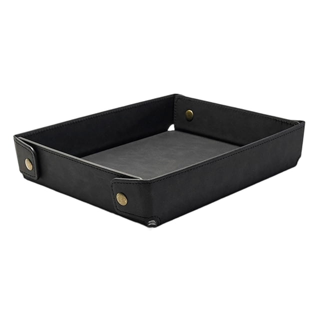 Bandeja de valet para guardar llaves, organizador de mesita de noche plegable, bandeja para guardar llaves, auriculares, esmalte de uñas, mascarillas negro