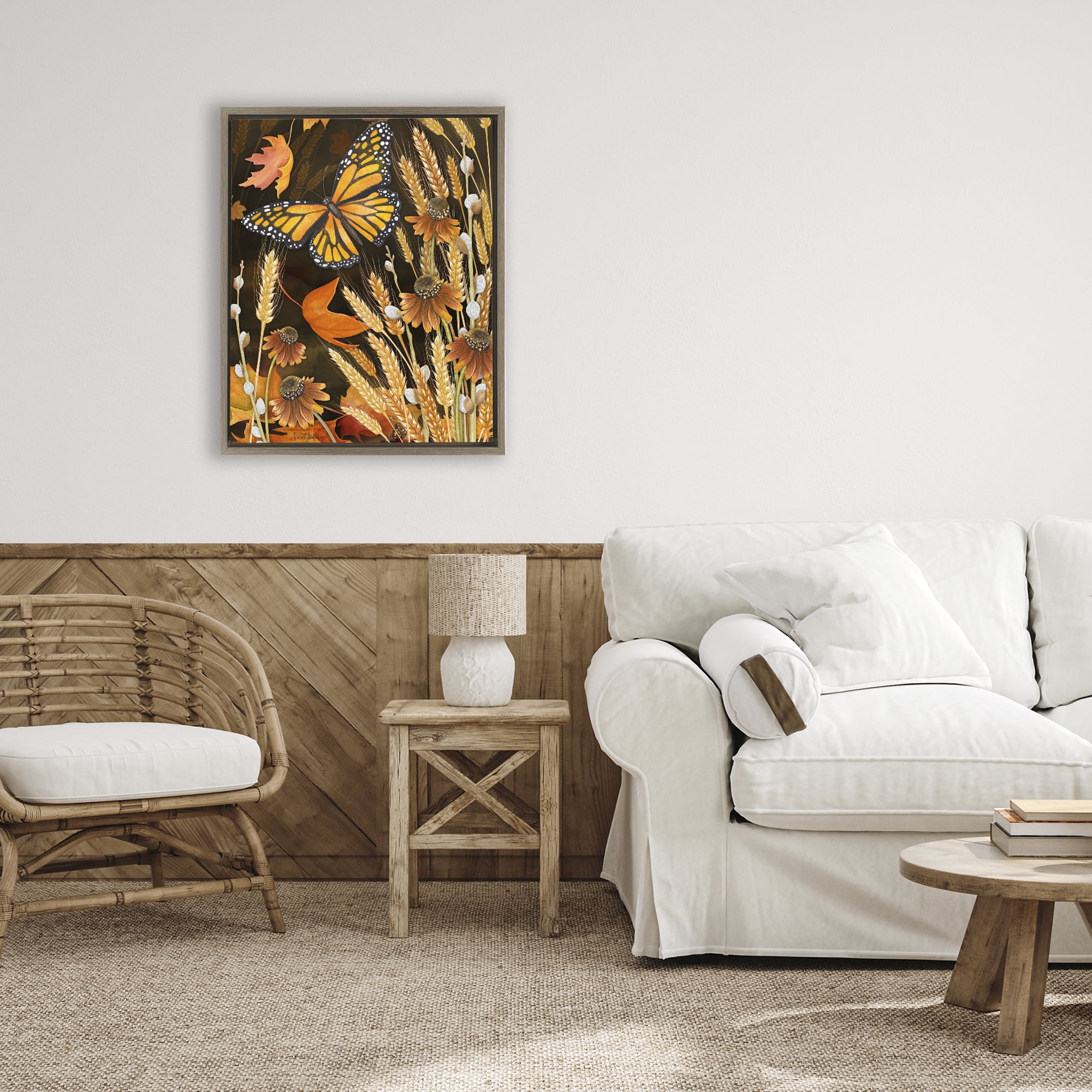 Stupell Industries Fall Motif Midnight Garden Brown Framed Floater Canvas Wall Art, design by Nicole Tamarin