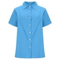 thumbnail image 5 of NAFUU Females Blouse Casual Short Sleeve Button Down Classic Solid Color Lapel Stylish Blouses For Women, 5 of 7