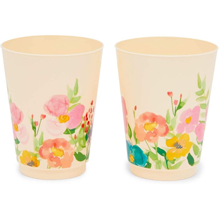 24 Pack 16oz To Go Coffee Cups with Lids, Vintage Floral Design Paper  (Pastel Colors, 4 Designs)