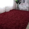 thumbnail image 2 of Lochas Soft Fluffy Rug Modern Shag Accent Carpet Fuzzy Shaggy Rugs for Bedroom Indoor Modern Area Rugs,5'X8',Dark Red, 2 of 7