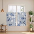 thumbnail image 2 of Blue White Floral Tier Curtains 54 Inch Length, Spring Botanical Leaves Farmhouse Cafe Short Curtains for Bathroom Over Sink, Small Kitchen Curtain Light Filtering Tiered Drapes 2 Panels 27.5"Wx54"L, 2 of 8