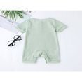 thumbnail image 3 of Lovely Baby Romper  Short Sleeve  Neck Solid Color Ribbed Buttoned Short Pants for Summer Spring  Kids Clothing, 3 of 7