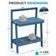 thumbnail image 2 of Potting Bench Outdoor with Storage, 3-Tier HDPE Gardening Table with Angled Legs & Tool Hooks, All-Weather Heavy Duty Potting Table for Patio, Backyard, Garden, Blue, 2 of 8