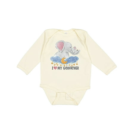 

Inktastic I Love My Godfather Cute Elephants with Moon and Stars Gift Baby Boy or Baby Girl Long Sleeve Bodysuit