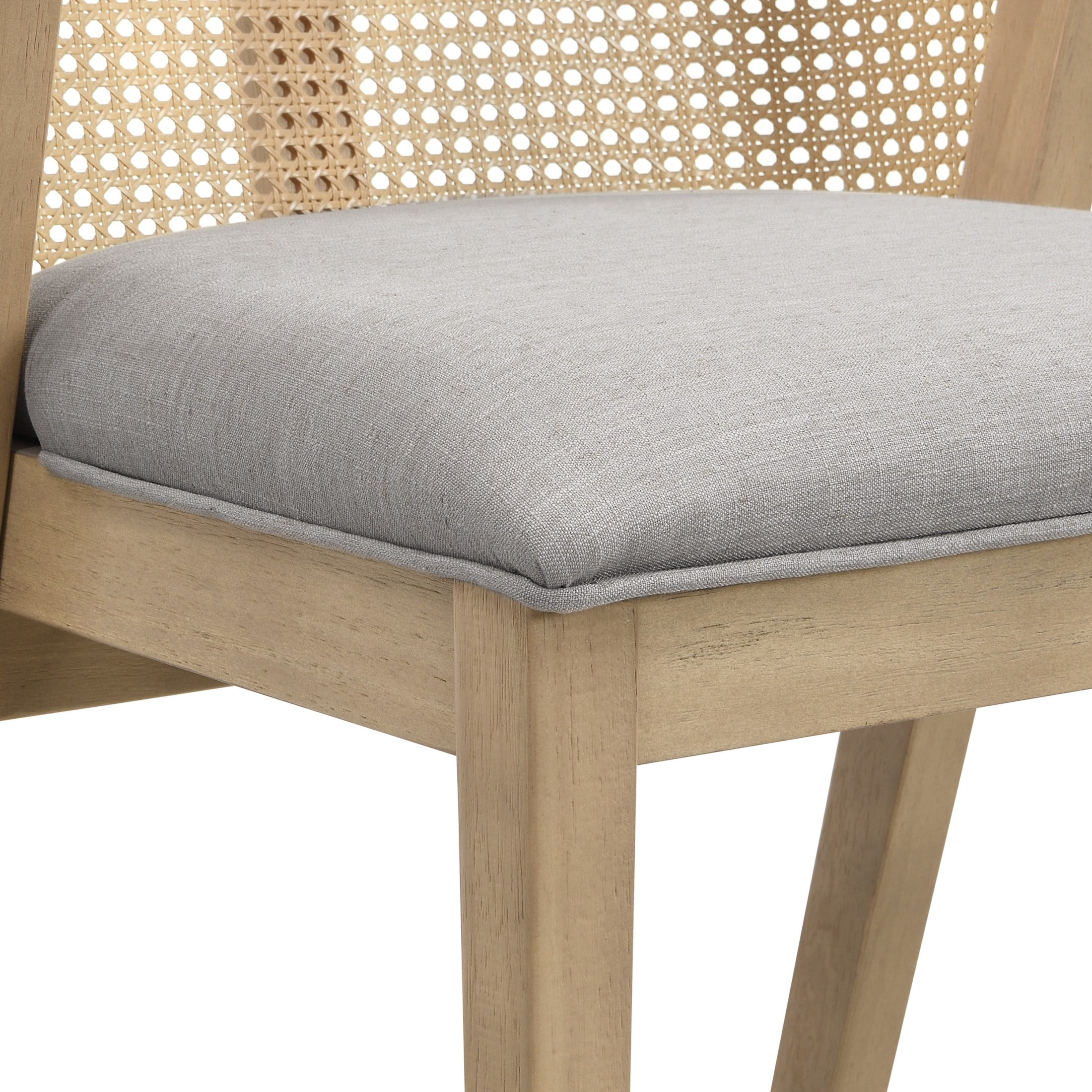 Christopher Knight Home Wood Dining Chairs with Cane Rattan Backrest, Light Ash+Pebble, Set of 2