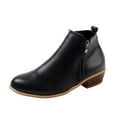 thumbnail image 1 of TIMIFIS Bottines à Talon Bas pour Femmes Chaussures d'Hiver Rétro Vintage Boucle Simple Fermeture Éclair Décontractée Bottes Courtes d'Automne Bout Rond Cadeaux de Noël pour Femmes, 1 of 2