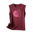 thumbnail image 5 of IROINNID Deals Breast Cancer Tank for Women Breast Cancer Awareness Casual Sleeveless Printed Ladies Round Neck Blouses Tops T-Shirt,Burgundy, 5 of 5