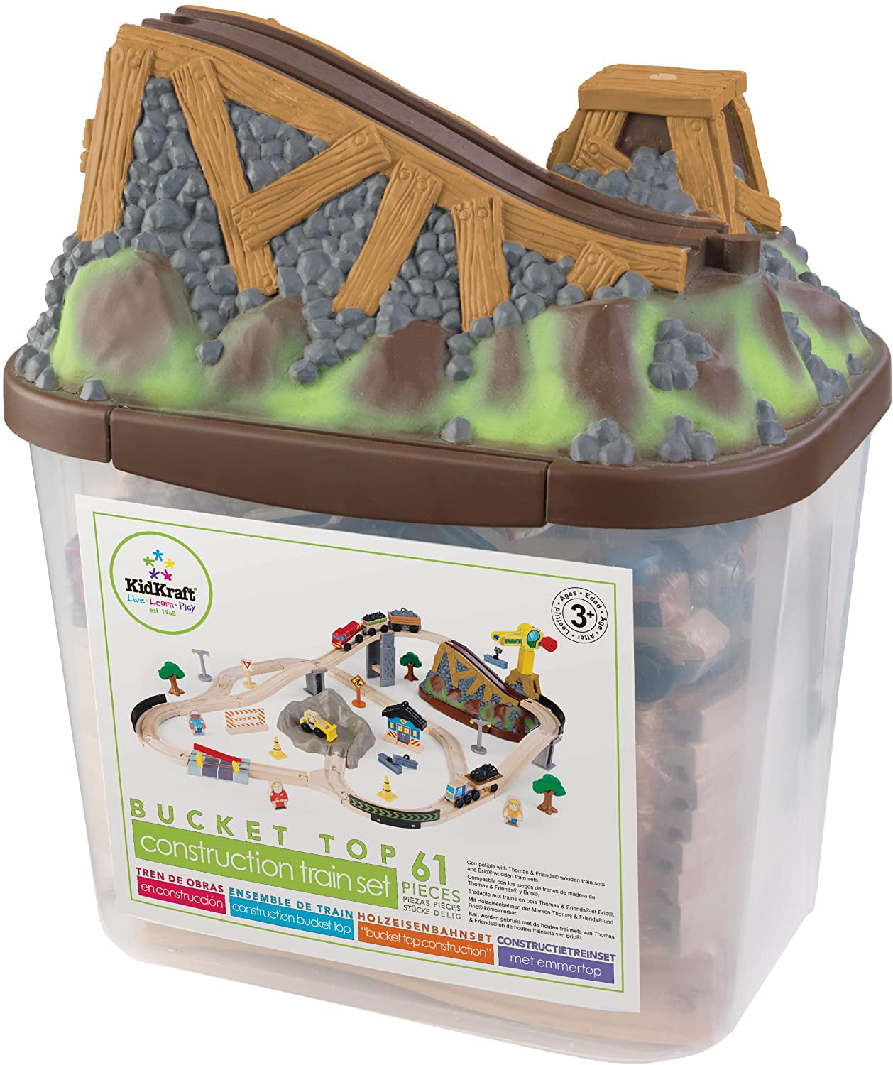 kidkraft dinosaur bucket top train set