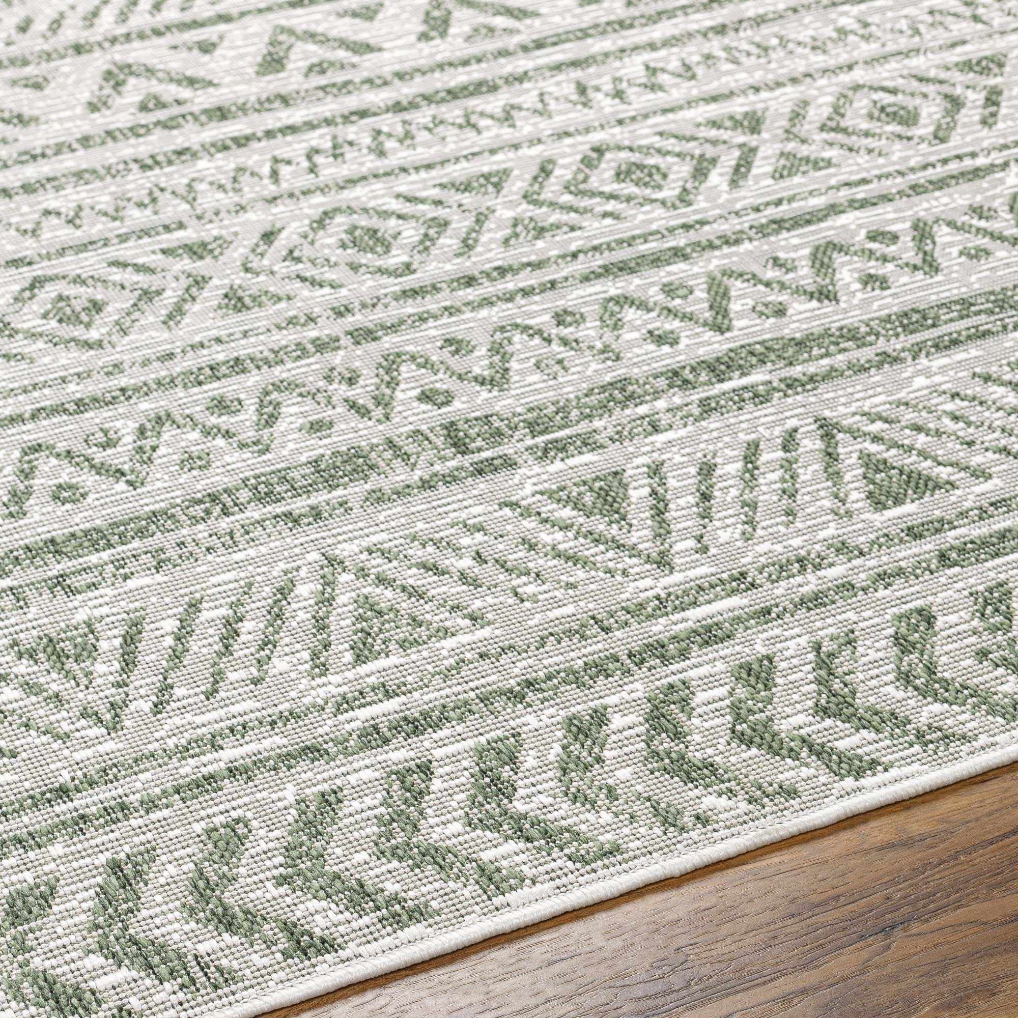 Hauteloom Gerda Living Room, Bedroom Patio Outdoor Area Rug - Bohemian, Transitional - Light Gray, Taupe, Gray - 8'10" x 12'