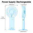 thumbnail image 2 of Mini Portable Fan, Blue Desktop Quiet Fan, USB Rechargeable,3 Speed Adjustable,Suitable for Student Dormitory Office, 2 of 9