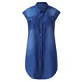 thumbnail image 1 of Vestidos vaqueros de verano para mujer, moda informal Vintage, sin mangas, hasta la rodilla, 1 of 5