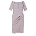thumbnail image 2 of Women Dress Solid Color Long Sleeve Off Shoulder Slim-Fit Over-Knee High Split Dress, 2 of 7