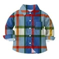 thumbnail image 4 of Cethrio Boys Plaid Shirts, 2025 Long Sleeve Collared Casual Button Down Shirts Blue Size 7, 4 of 5