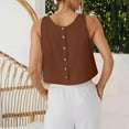 thumbnail image 4 of TANYSU Women's Linen Blend Casual Tank Tops Sleeveless Round Neck Button Up Shirt For Summer Comfortable Breathable Loose Fit U Neckline Solid Color Vests Classic, 4 of 7