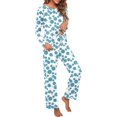 thumbnail image 3 of Women's Long Sleeve Sleepwear Soft Crew Neck Pyjama Set,Fp-white Blue Circle, 3 of 5