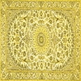 thumbnail image 1 of Ahgly Company Machine Washable Indoor Square Medallion Yellow Traditional Area Rugs, 7' Square, 1 of 4